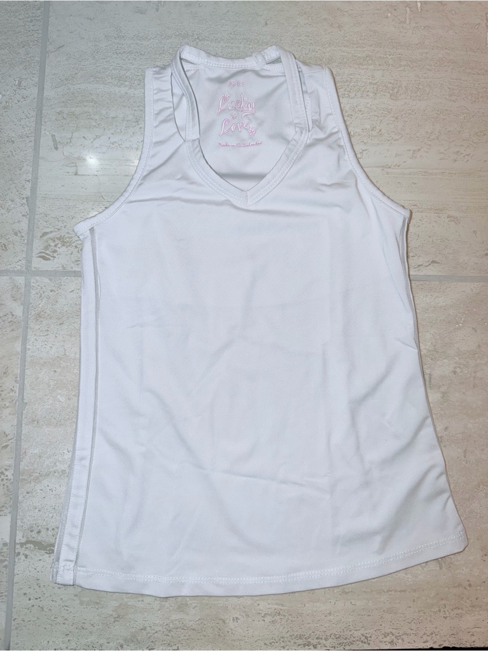 Lucky in Love White Girls' Athletic Tank Top
